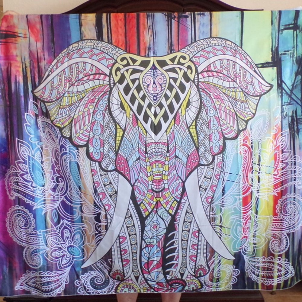 Bohemian Mandala Elephant Wall Hanging Includes Hardware 59" x 51"